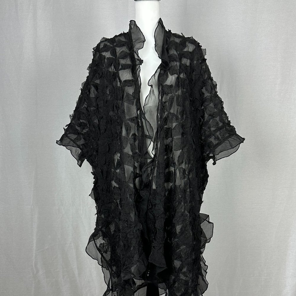 Black Sheer Cape with Textured Design